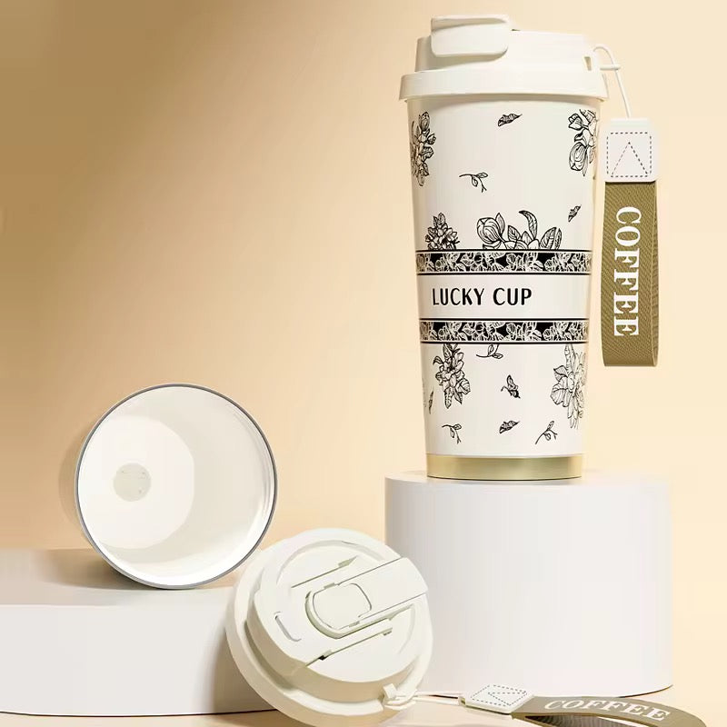 Insulated Vacuum Flask Floral Coffee Tumbler
