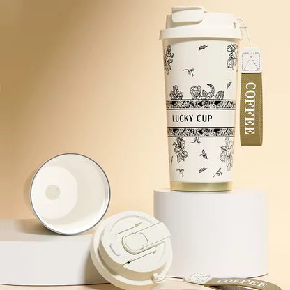 Insulated Vacuum Flask Floral Coffee Tumbler