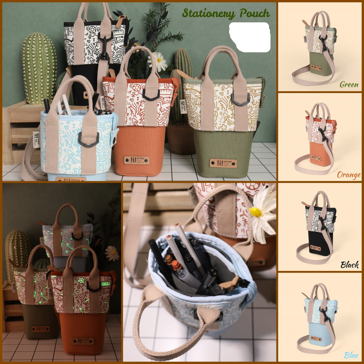 Glow-in-the-Dark expandable Jute Multipurpose Pouch