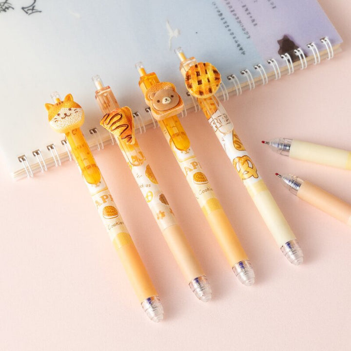 Kawaii Cute Homemade Cookie Erasable Gel Pens - Pack of 6pcs