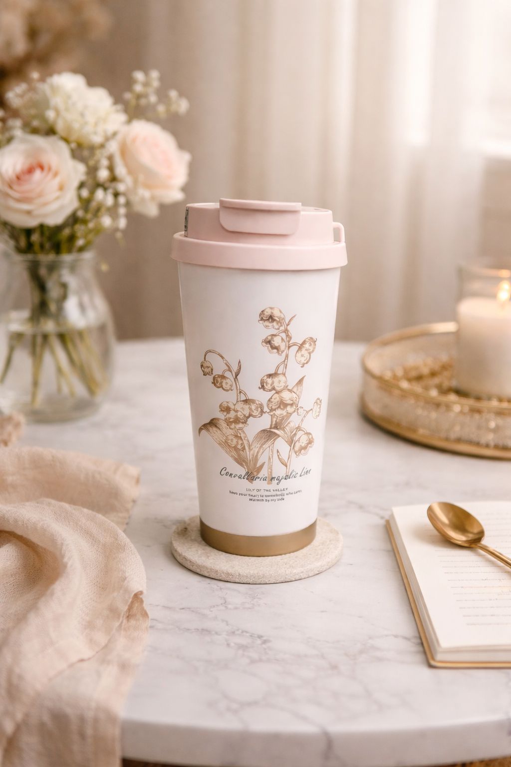 Insulated Vacuum Flask Floral Coffee Tumbler
