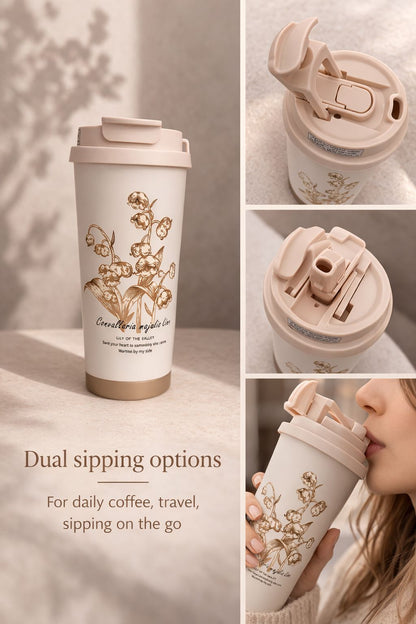 Insulated Vacuum Flask Floral Coffee Tumbler