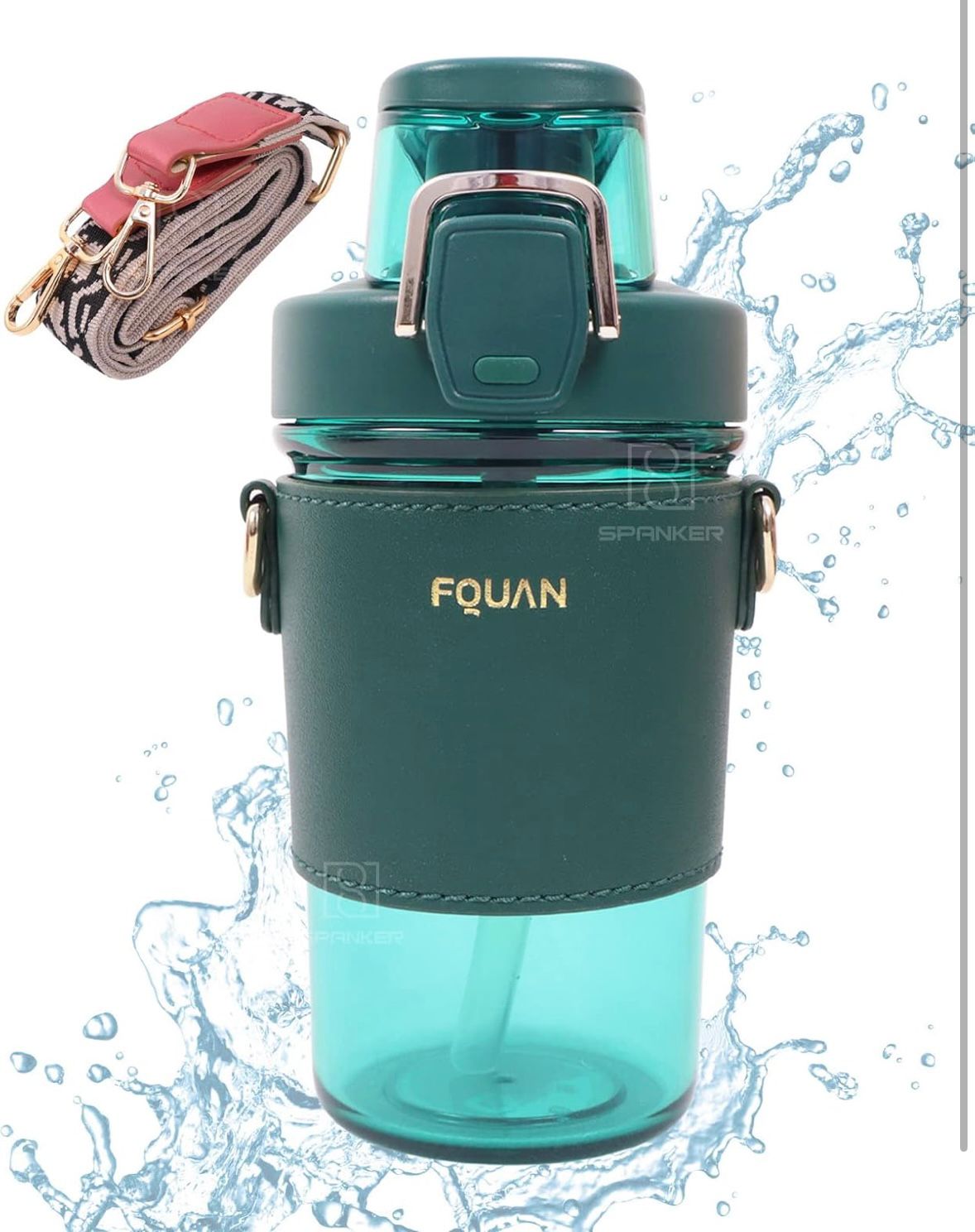FQUAN Crossbody Water Bottle with Strap