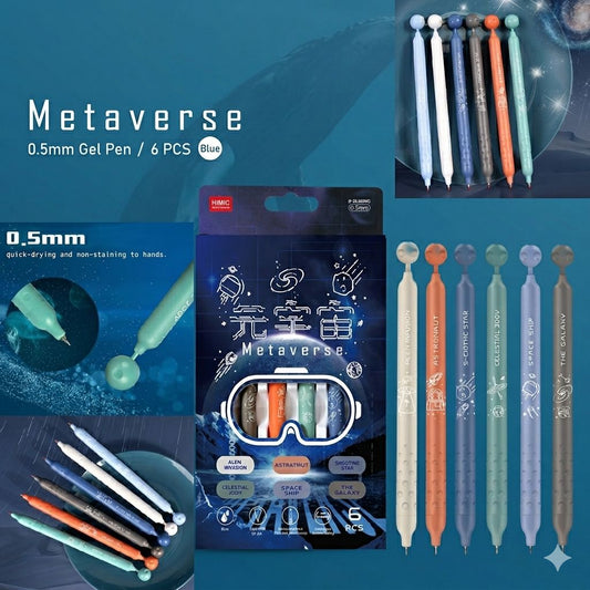 Metaverse Gel Pen Set — Space Edition - Pack of 6pcs