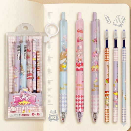 Fairy Tale World Gel Pen Set — 3 Pens + 3 Refills
