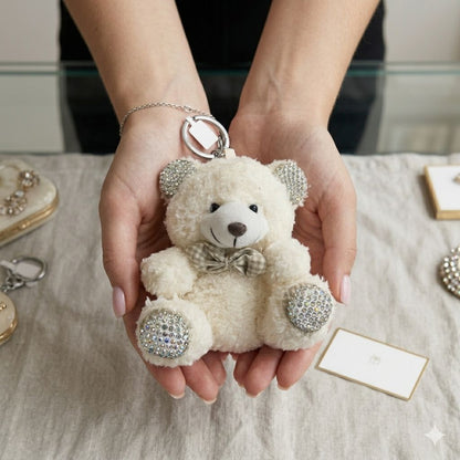 Rhinestone Plushie Bag Charm | Kawaii Bear, Bunny, Raccoon & Puppy Keychain