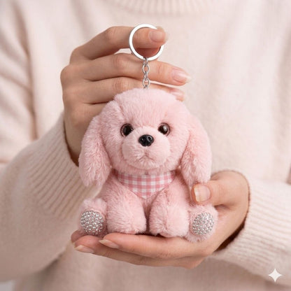 Rhinestone Plushie Bag Charm | Kawaii Bear, Bunny, Raccoon & Puppy Keychain