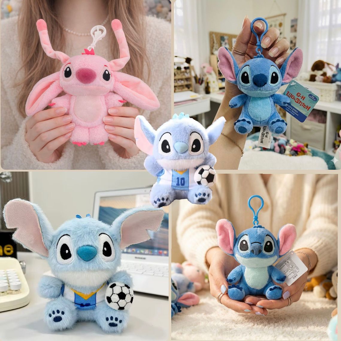 Lilo & Stitch Plushie Bag Charm | Kawaii Keychain Clip-On Stuffed Toy