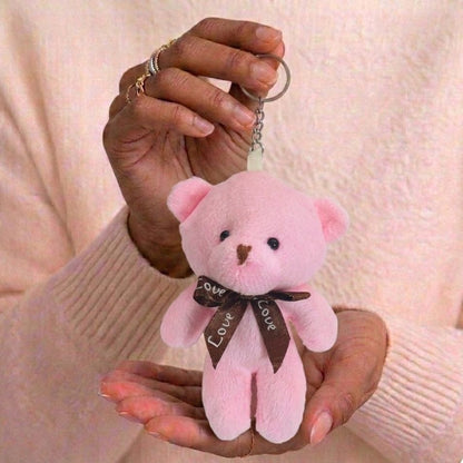 Mini Teddy Bear Plushie Keychain | Soft Bow Bear Bag Charm | 6 Colours