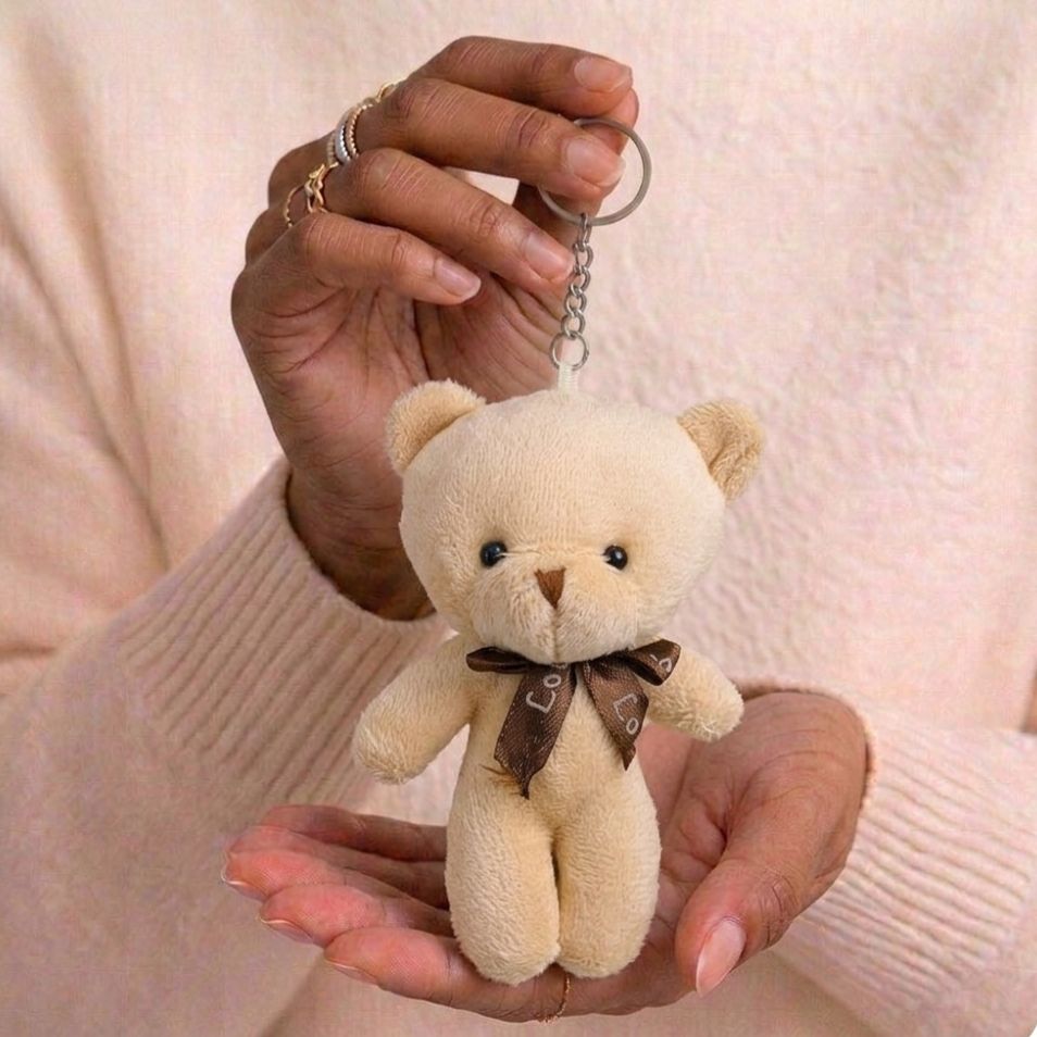 Mini Teddy Bear Plushie Keychain | Soft Bow Bear Bag Charm | 6 Colours