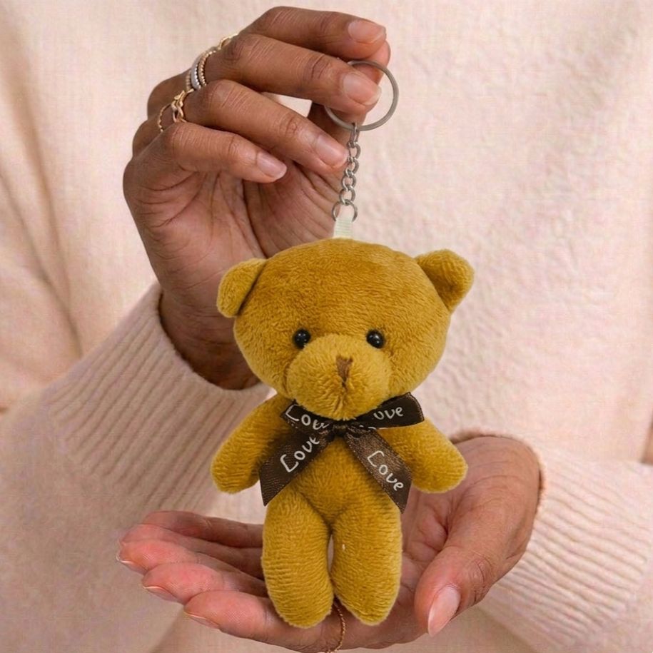 Mini Teddy Bear Plushie Keychain | Soft Bow Bear Bag Charm | 6 Colours