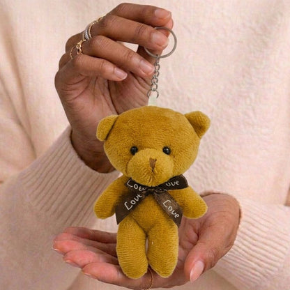 Mini Teddy Bear Plushie Keychain | Soft Bow Bear Bag Charm | 6 Colours
