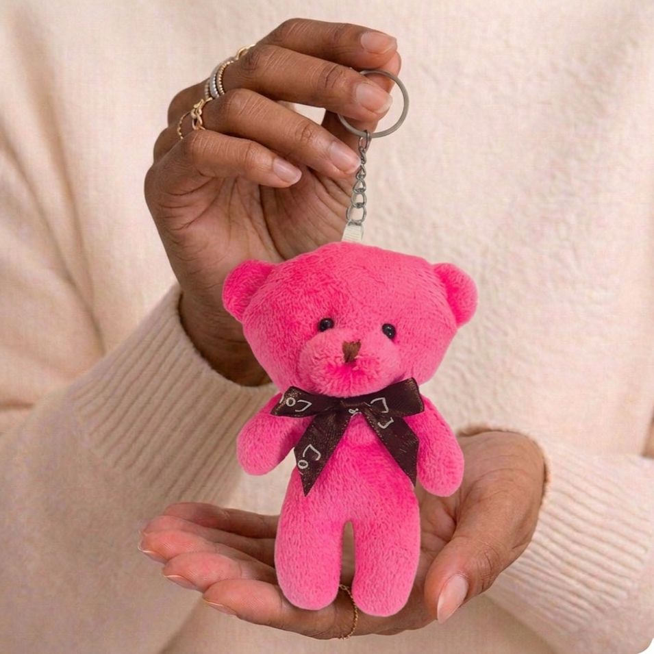 Mini Teddy Bear Plushie Keychain | Soft Bow Bear Bag Charm | 6 Colours