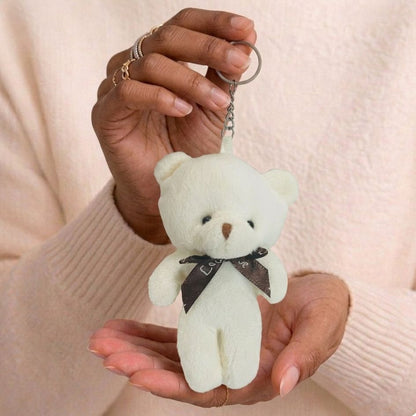 Mini Teddy Bear Plushie Keychain | Soft Bow Bear Bag Charm | 6 Colours
