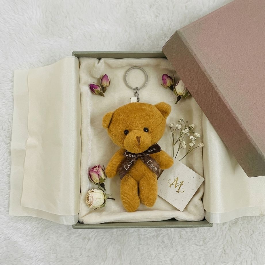 Mini Teddy Bear Plushie Keychain | Soft Bow Bear Bag Charm | 6 Colours