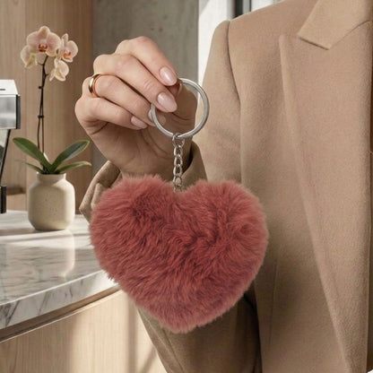 Fluffy Heart Plushie Keychain | Faux Fur Heart Bag Charm | 7 Colours