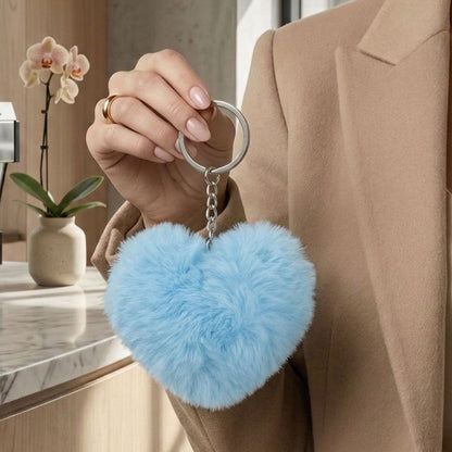Fluffy Heart Plushie Keychain | Faux Fur Heart Bag Charm | 7 Colours