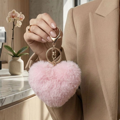 Fluffy Heart Plushie Keychain | Faux Fur Heart Bag Charm | 7 Colours