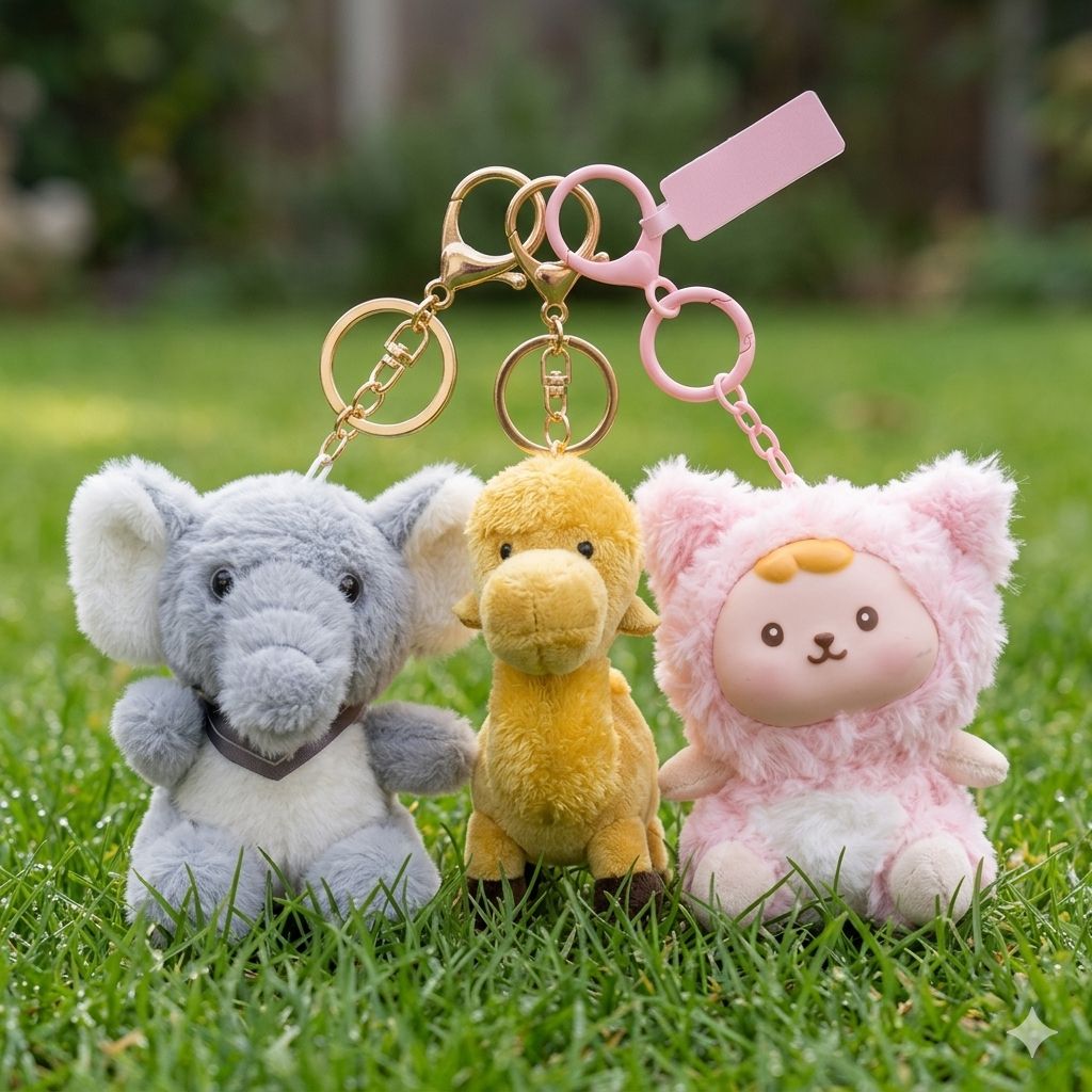 Kawaii Animal Plushie Keychain | Elephant, Camel & Lulu Bag Charm | 3 Designs