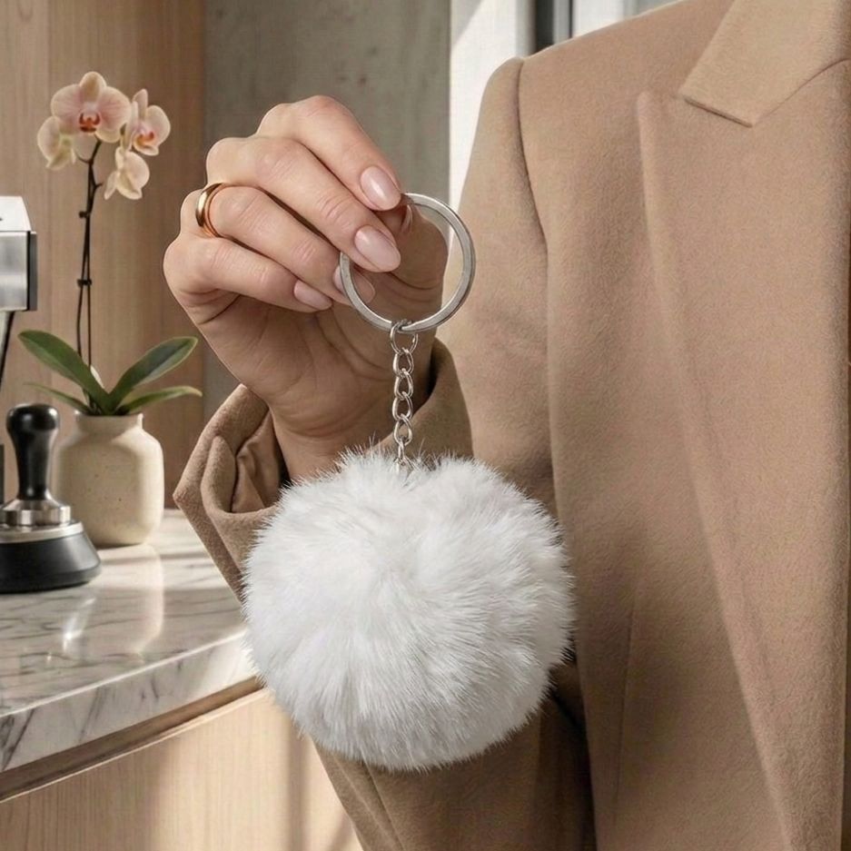 Fluffy Pom Pom Keychain | Faux Fur Ball Bag Charm | 8 Colours