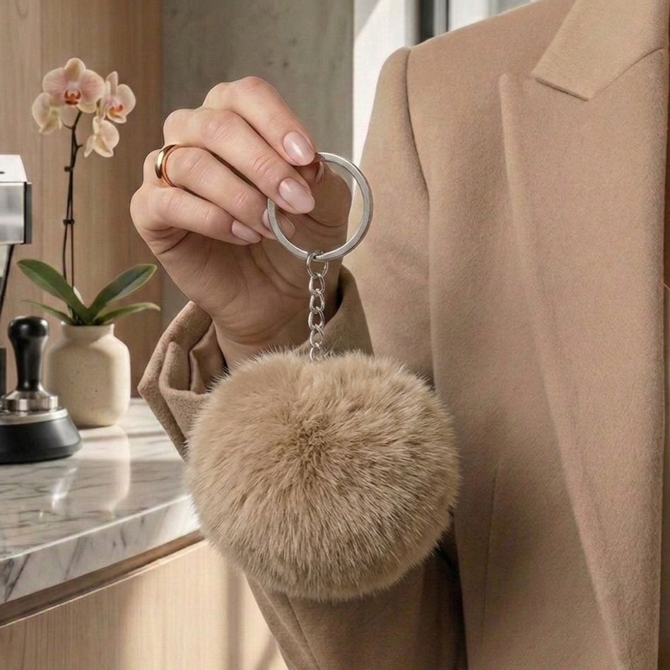 Fluffy Pom Pom Keychain | Faux Fur Ball Bag Charm | 8 Colours