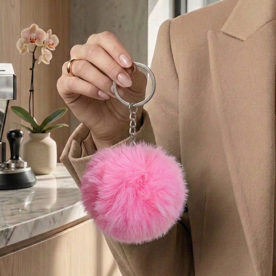 Fluffy Pom Pom Keychain | Faux Fur Ball Bag Charm | 8 Colours