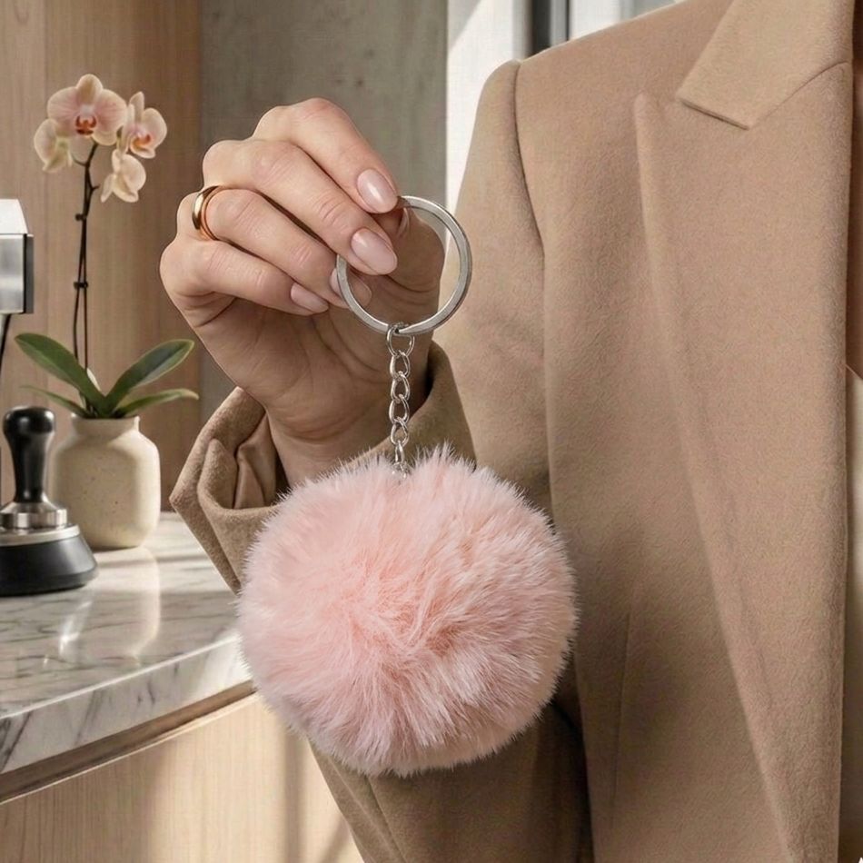 Fluffy Pom Pom Keychain | Faux Fur Ball Bag Charm | 8 Colours