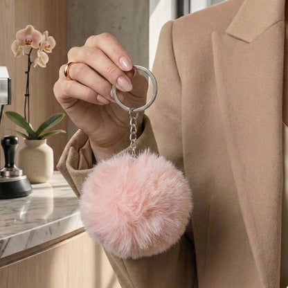 Fluffy Pom Pom Keychain | Faux Fur Ball Bag Charm | 8 Colours