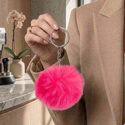 Fluffy Pom Pom Keychain | Faux Fur Ball Bag Charm | 8 Colours