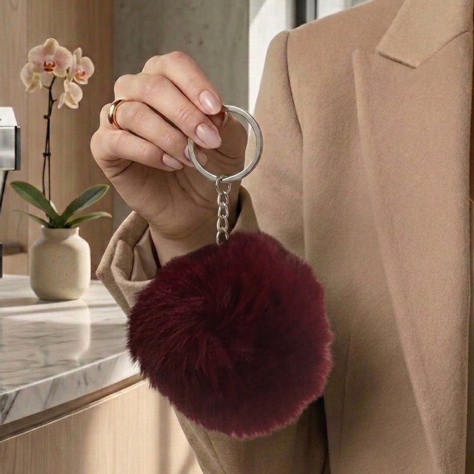 Fluffy Pom Pom Keychain | Faux Fur Ball Bag Charm | 8 Colours