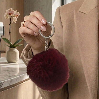 Fluffy Pom Pom Keychain | Faux Fur Ball Bag Charm | 8 Colours