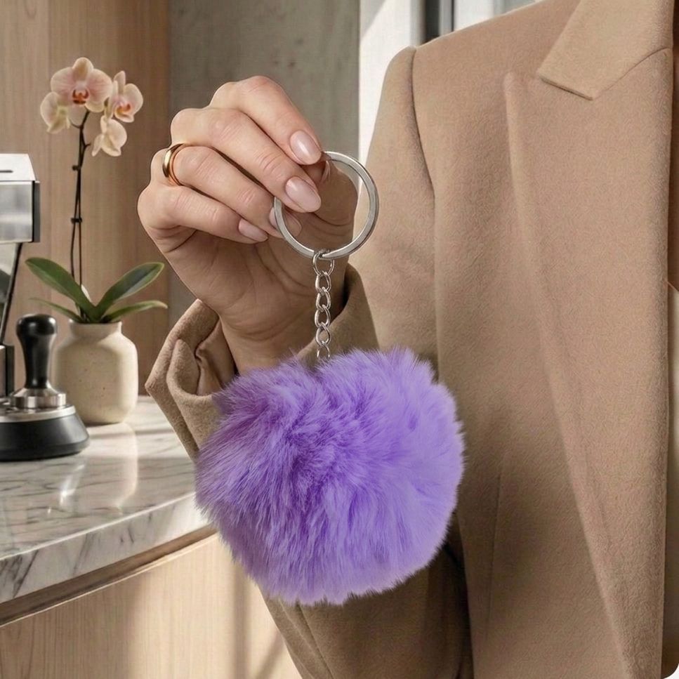 Fluffy Pom Pom Keychain | Faux Fur Ball Bag Charm | 8 Colours