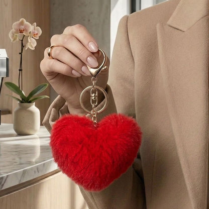 Fluffy Heart Plushie Keychain | Faux Fur Heart Bag Charm | 7 Colours