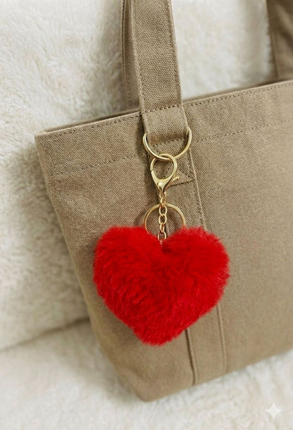 Fluffy Heart Plushie Keychain | Faux Fur Heart Bag Charm | 7 Colours