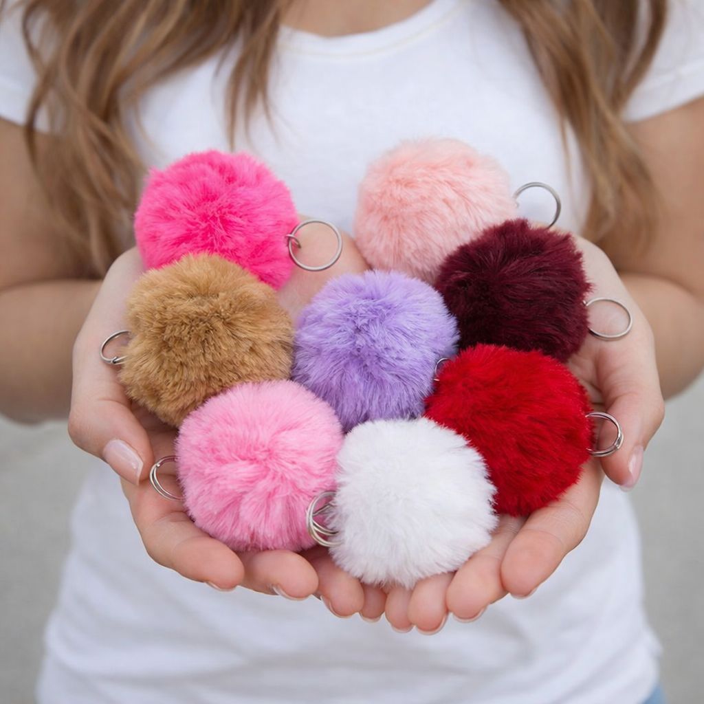Fluffy Pom Pom Keychain | Faux Fur Ball Bag Charm | 8 Colours