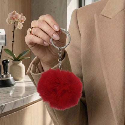 Fluffy Pom Pom Keychain | Faux Fur Ball Bag Charm | 8 Colours