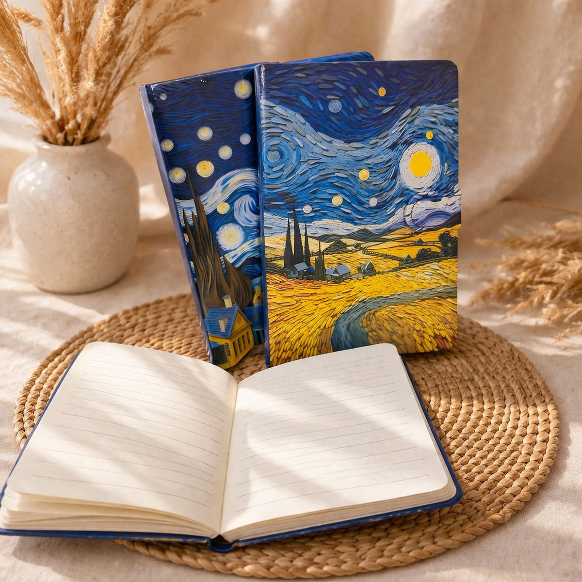 Van Gogh Starry Night 3D Embossed Hardcover Notebook – Ruled Journal