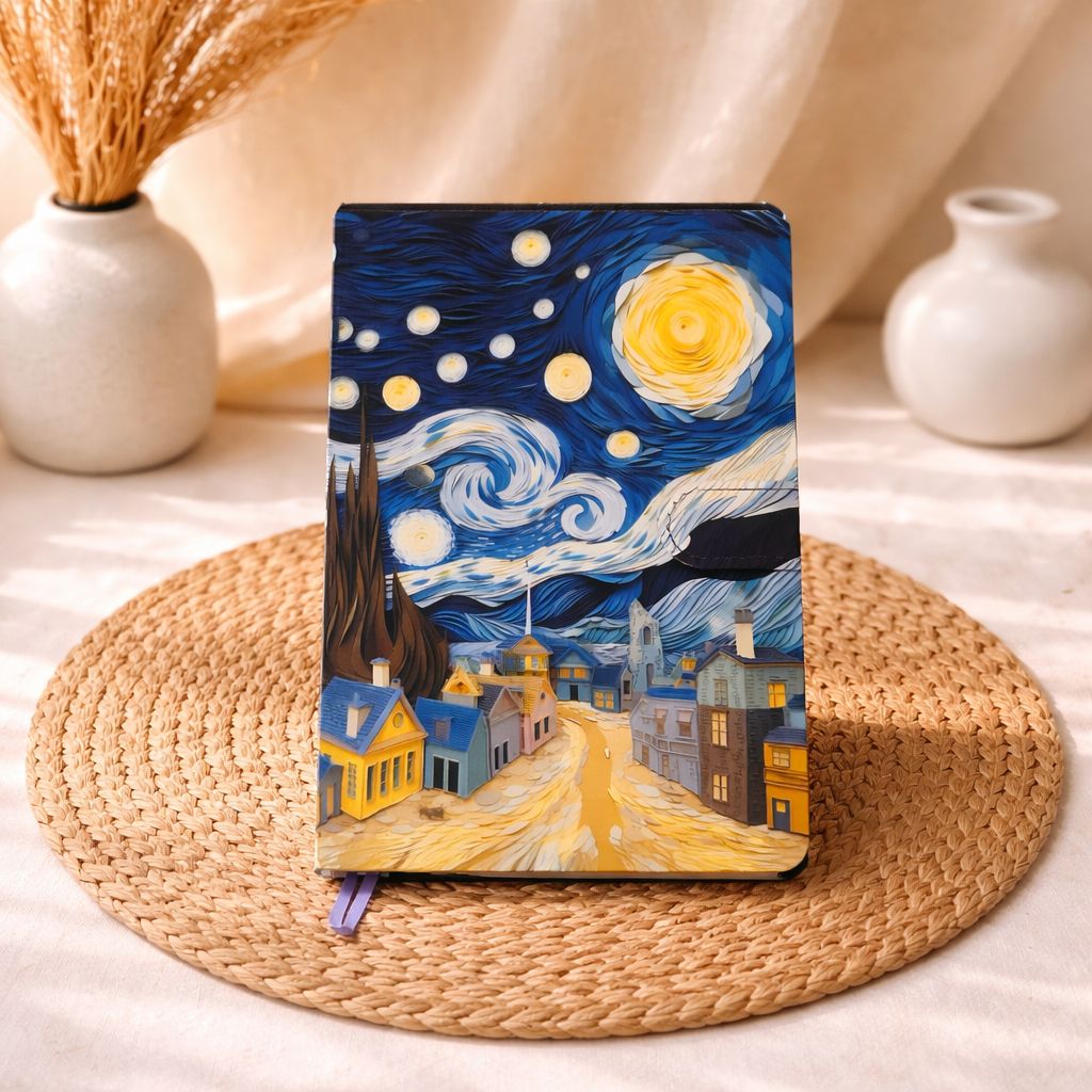 Van Gogh Starry Night 3D Embossed Hardcover Notebook – Ruled Journal