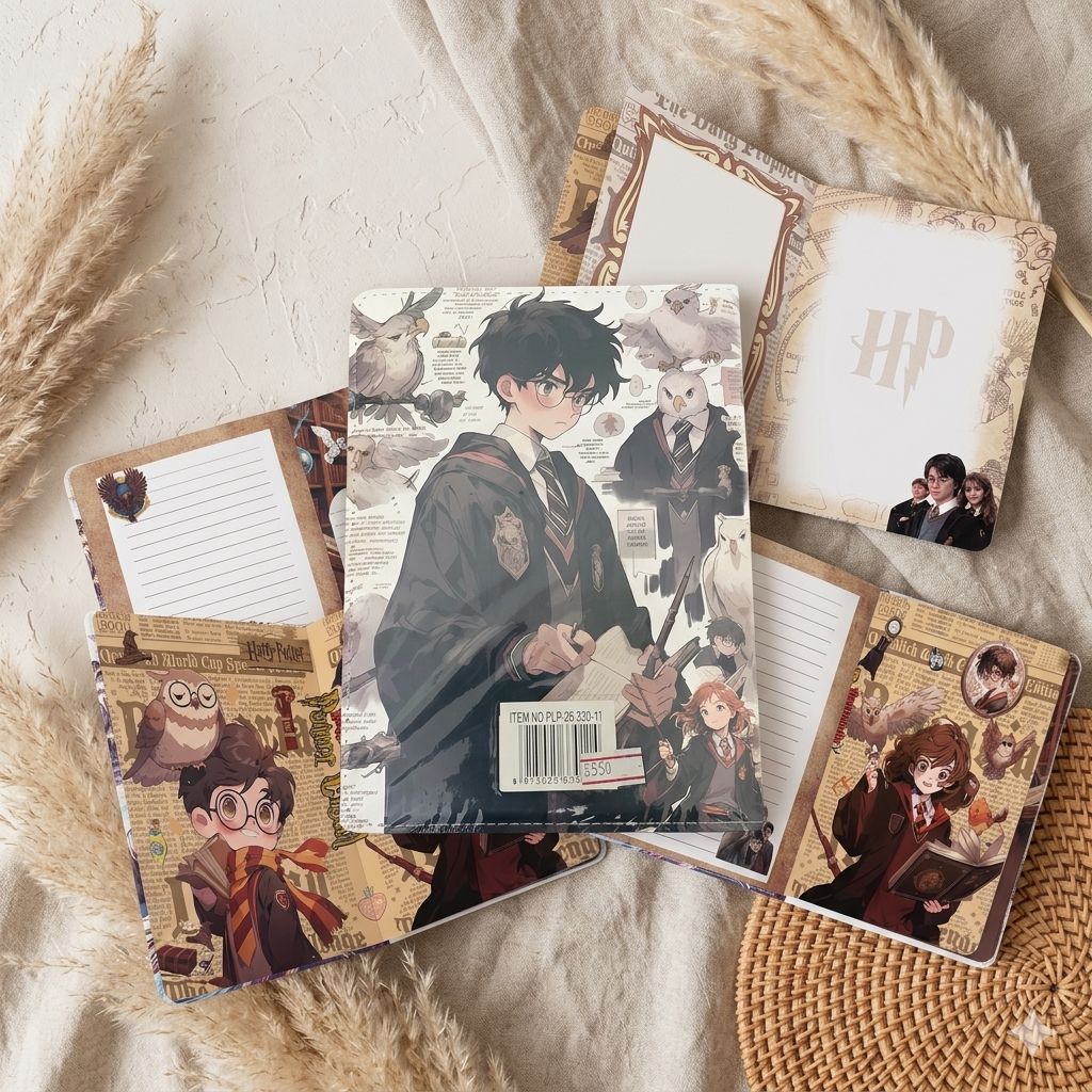 Harry Potter Anime Art Notebook | Newspaper Print & Full-Print PU Cover Journal
