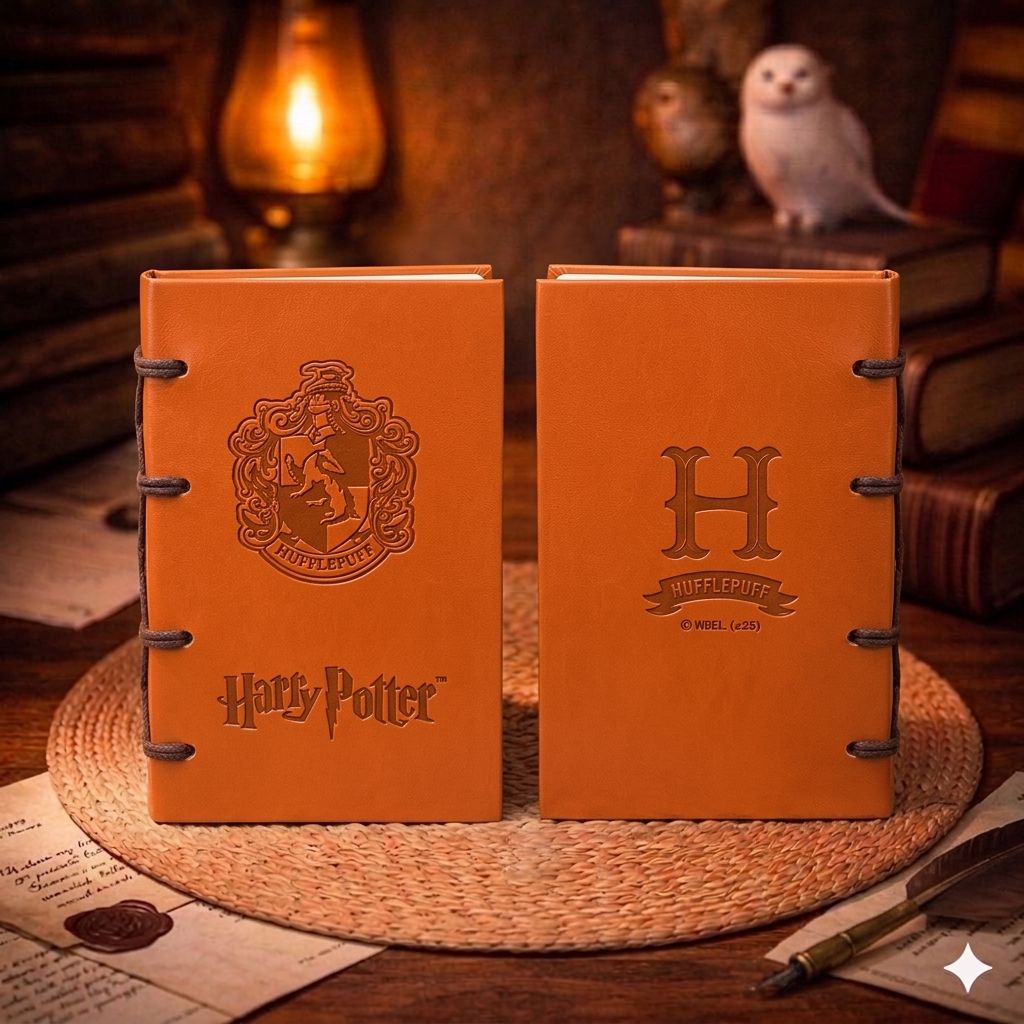 Harry Potter Hogwarts House Leather Notebook | Embossed Vintage Journal
