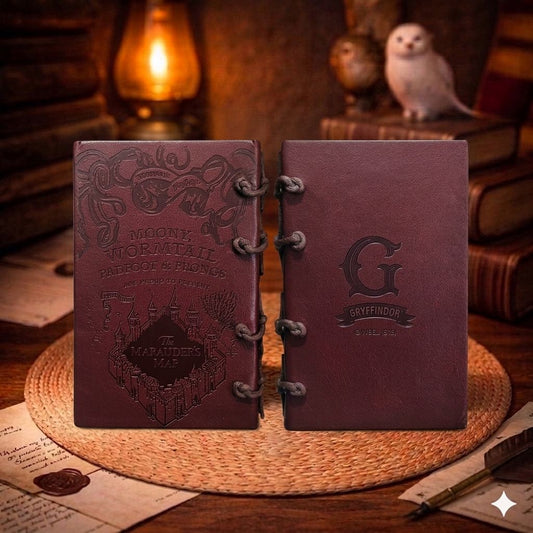 Harry Potter Hogwarts House Leather Notebook | Embossed Vintage Journal