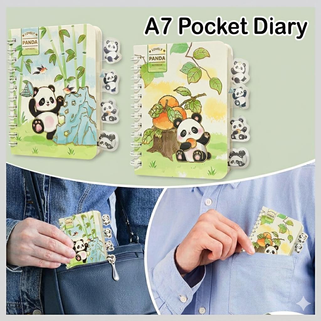 Little Panda Pocket Notebook with Bookmark|Planner