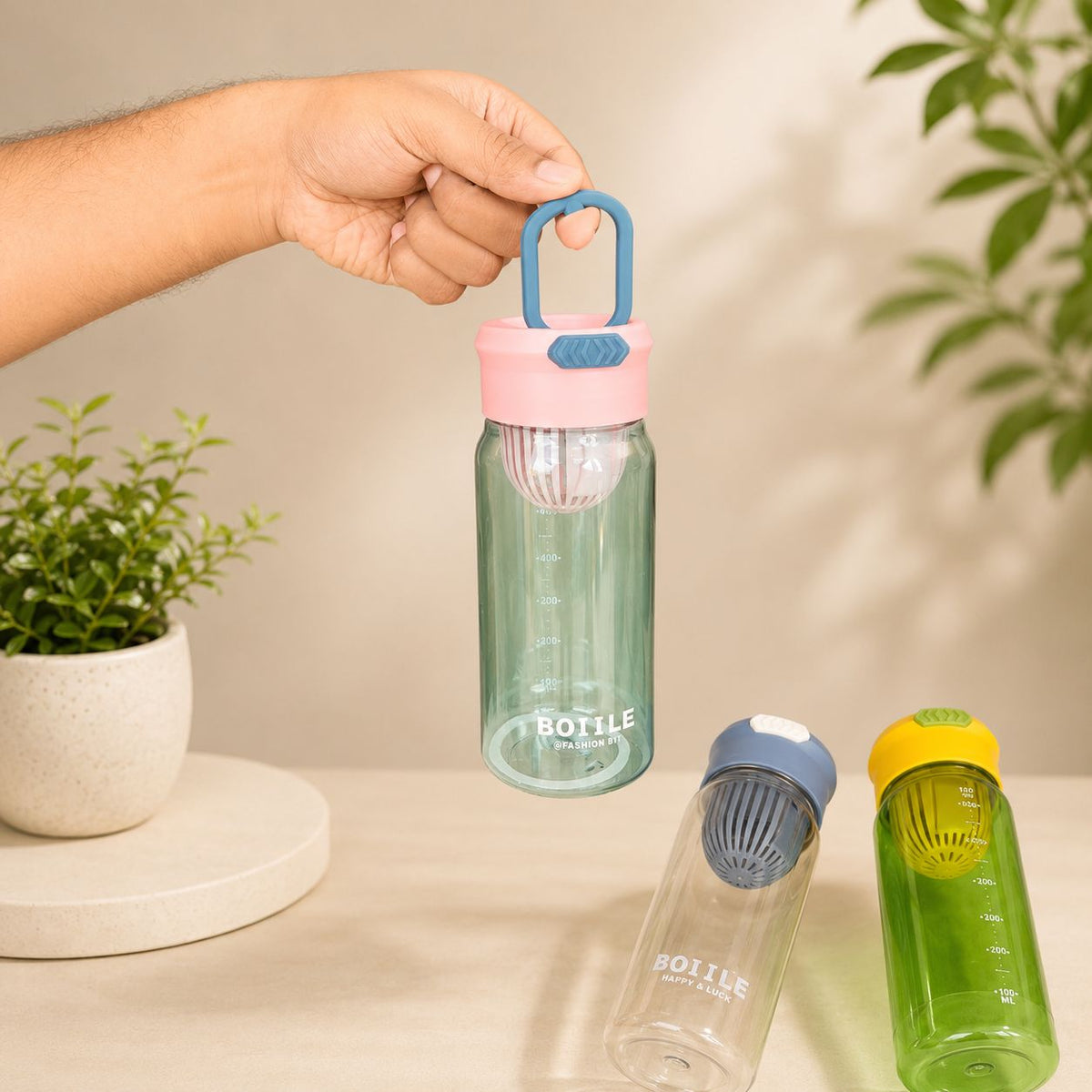 BOIILE Infuser Water Bottle – 650ml with Fruit Infuser & Carry Loop