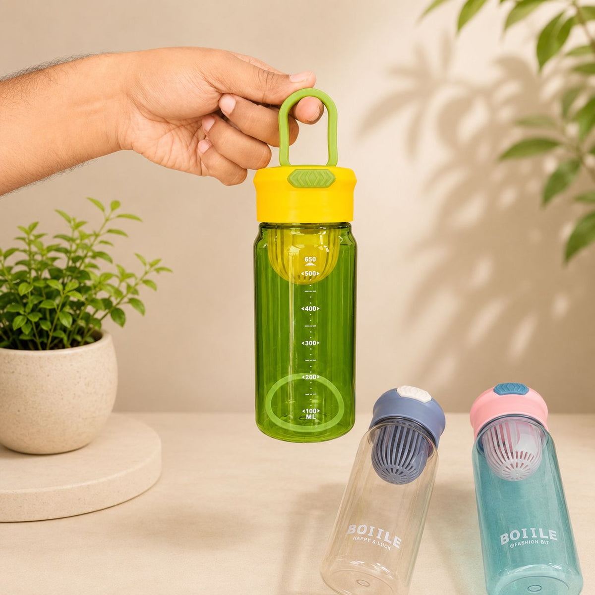 BOIILE Infuser Water Bottle – 650ml with Fruit Infuser & Carry Loop