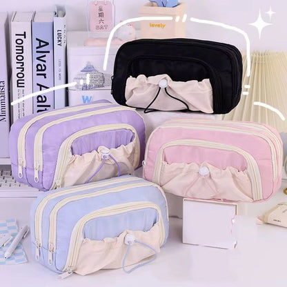 Multi-Compartment Pencil & Cosmetic Pouch