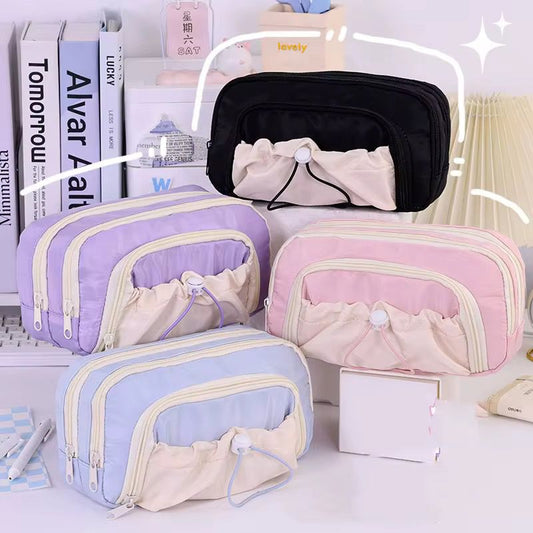 Multi-Compartment Pencil & Cosmetic Pouch