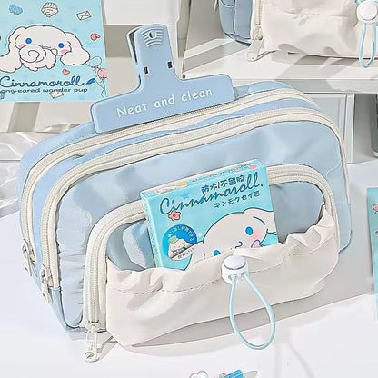 Multi-Compartment Pencil & Cosmetic Pouch