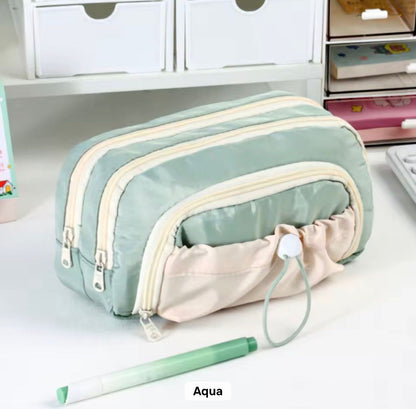Multi-Compartment Pencil & Cosmetic Pouch