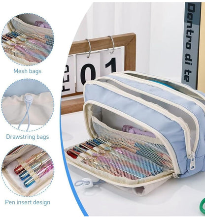 Multi-Compartment Pencil & Cosmetic Pouch