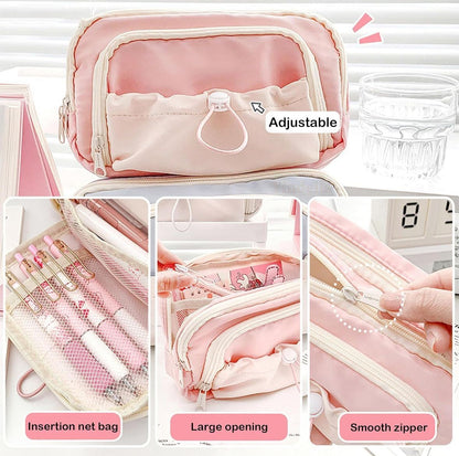 Multi-Compartment Pencil & Cosmetic Pouch